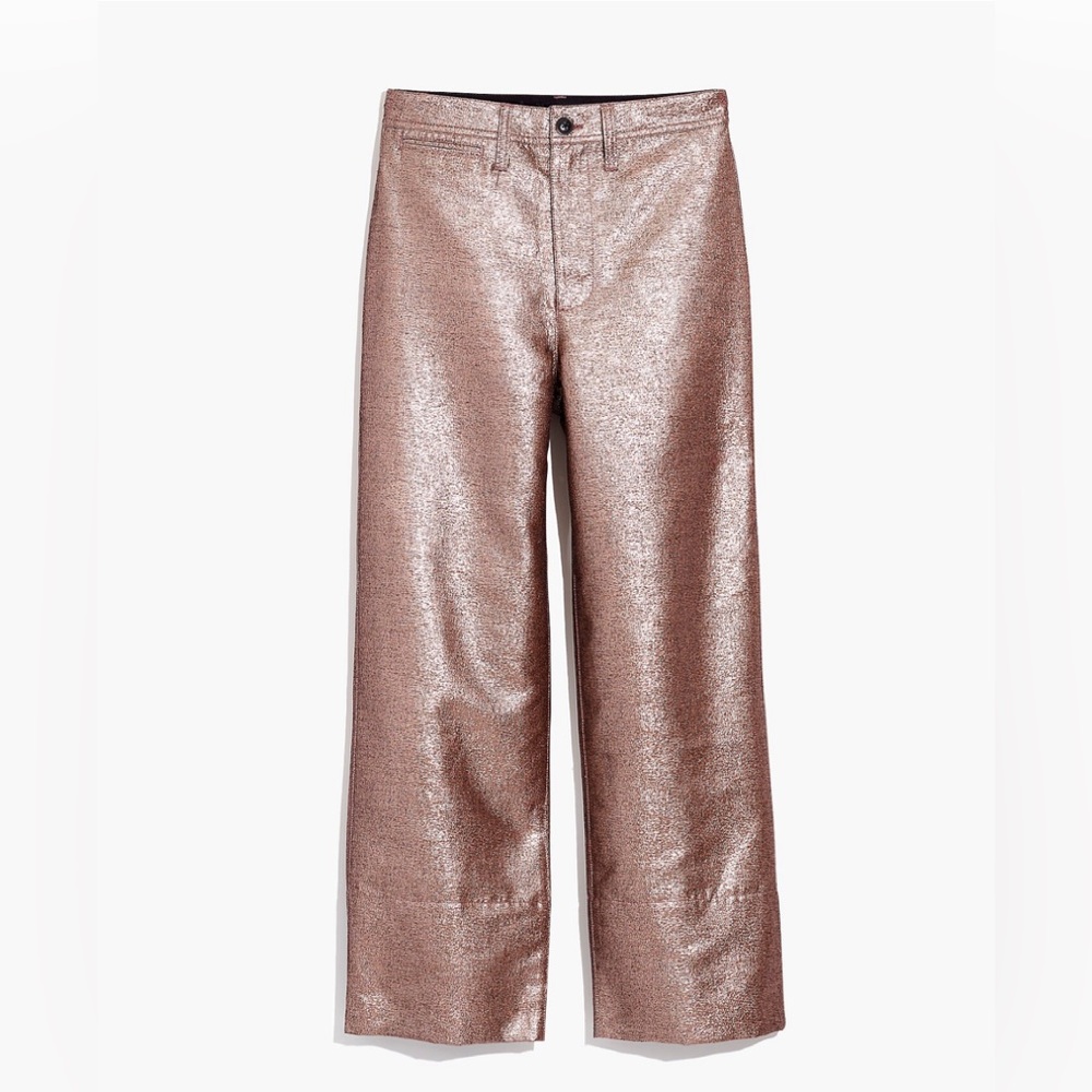 Madewell Slim Emmett Wide-Leg Crop Pants in Metallic 30. Newly Dry Cleaned
